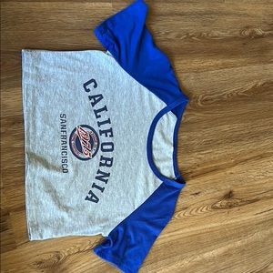 Blue and Gray Crop Top with California Print